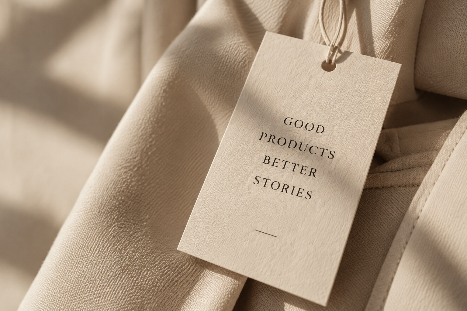 Étiquette textile Good products, better stories